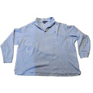 Polo Ralph Lauren Sweater Mens 5XB Estate Rib Half Zip Pullover Light Blue